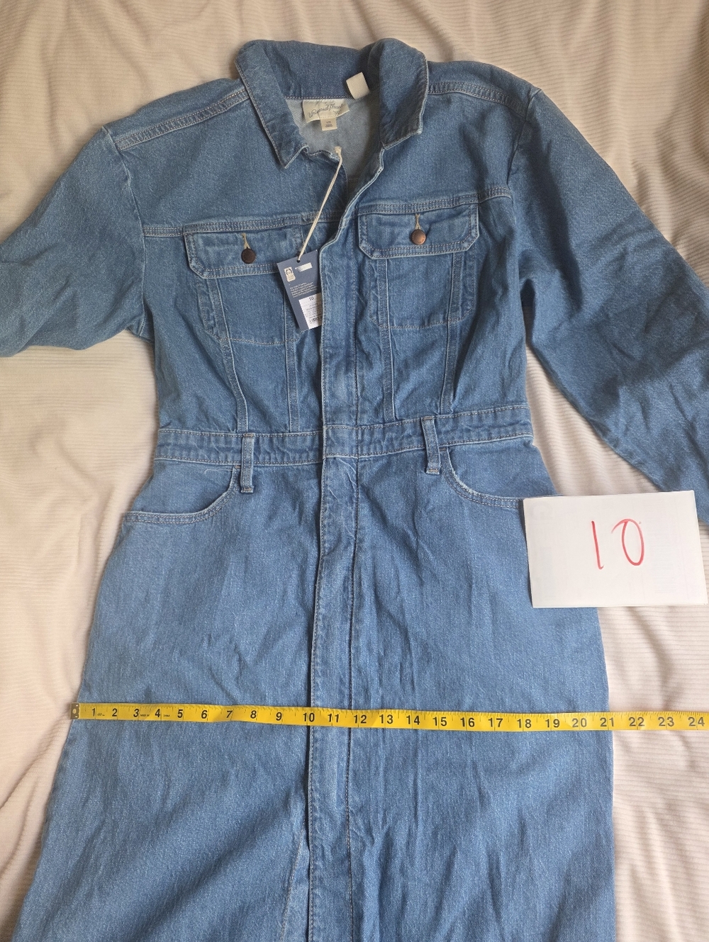 Universal Thread Women's Long Sleeve Denim Maxi Shirtdress Medium Blue Nwt - Picture 9 of 16